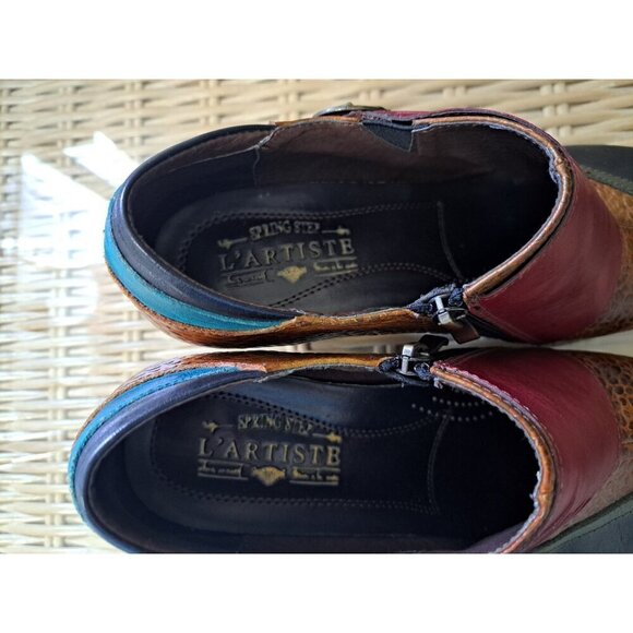 L'Artiste by Spring Step Women's 9.5 Fia Ankle Boot Multicolor Leather Side Zip - Picture 7 of 16